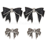 4Pcs 2 Style Resin Rhinestone Bowknot Ornament Accessories, Mixed Color, 37~84x49~112.5x11~16mm, 2pcs/style(FIND-CA0008-92)