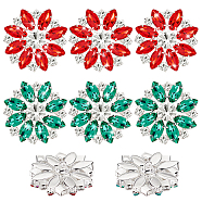 8Pcs 2 Colors 1-Hole Alloy Rhinestone Shank Buttons, with Glass, Flower, Mixed Color, 27.5x9.5mm, Hole: 1.4mm, 4pcs/color(BUTT-GA0001-16)