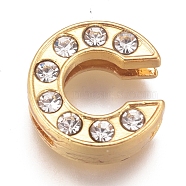 Alloy Slide Charms, with Crystal Rhinestone, Letter, Letter.C, C: 12x11.5x4.2mm, Hole: 2x8mm(PALLOY-WH0070-30C)