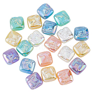 DICOSMETIC 24Pcs 6 Colors Opaque Acrylic Beads, AB Color Plated, Rhombus with Letter H Pattern, Mixed Color, 29.5x29.5x14mm, Hole: 3.2mm, 4pcs/color(SACR-DC0001-03)