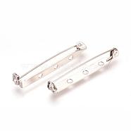 304 Stainless Steel Pin Brooch Back Bar Findings, Stainless Steel Color, 38x5x6mm, Hole: 2mm(STAS-Q184-04)