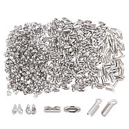 Unicraftale 600Pcs 3 Styles 304 Stainless Steel Jewelry Findings Sets, including Ball Chain Connectors, Fold Over Crimp Cord Ends and Bead Tips, Stainless Steel Color, 200pcs/style(STAS-UN0026-62)