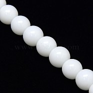 Opaque Solid Color Crystal Glass Round Beads Strands, White, 8mm, Hole: 1mm,  about 54pcs/strand, 15.7 inch(EGLA-F037-8mm-E01)