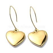 Ion Plating(IP) 304 Stainless Steel Heart Dangle Earrings, Golden, 45~46x20mm(EJEW-G375-07G)