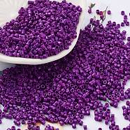 Baking Paint Glass Seed Beads, Cylinder, Purple, 2x1.5mm, Hole: 1mm, about 5599pcs/50g(X-SEED-S042-05B-73)