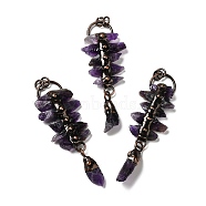 Natural Amethyst Big Pendants, Faceted Nuggets Charms, with Rack Plating Red Copper Tone Brass Findings, Cadmium Free & Lead Free, 100~106x32~38x11.5~13mm, Hole: 6mm(G-D483-03R-01)