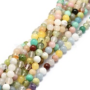 Natural Mixed Gemstone Beads Strands, Natural Amazonite & Angelite & Pink Opal & Myanmar Jade, Round, 6mm, Hole: 1mm, about 65pcs/strand, 15.55''(39.5cm)(G-E576-02A)