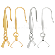 44Pcs 2 Colors 316 Stainless Steel Earring Hooks, Ear Wire with 304 Stainless Steel Ice Pick Pinch Bails, Golden & Stainless Steel Color, 31mm, Pin: 0.8mm and 0.5mm, 22Pcs/color(STAS-BBC0004-24)