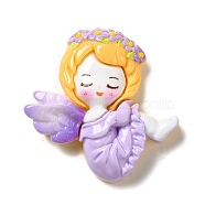 Opaque Resin Decoden Cabochons, Angel, Lilac, 52x50x10mm(RESI-G094-01D)