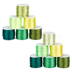 12 Rolls 12 Styles Nylon Cord, Satin Rattail Cord, for Beading Jewelry Making, Chinese Knotting, Mixed Color, 1mm and 2mm, 1 roll/style(NWIR-HY0001-02A)