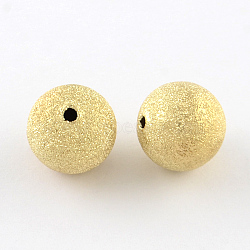 Brass Textured Beads, Cadmium Free & Lead Free, Round, Golden, 6mm, Hole: 1mm(KK-R012-6mm-G)