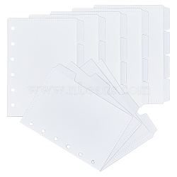 6-Holes PP Binder Dividers, Rectangle Notebook Index Dividers, with Tabs for School Office, White, 123x91x0.8mm, Hole: 5mm, about 4pcs/set(AJEW-WH0541-42B)