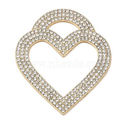 Alloy Rhinestone Big Pendants, Heart Charms, Golden, Crystal, 59.5x50x2.5mm, Hole: 17x10mm(ALRI-F074-01G-01)