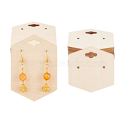 Wood Earring Display Card with Hanging Hole, Jewelry Display Cards for Earring Display, Hexagon, 5~7.25x5x0.3cm, 12pcs/style, 24pcs/set(DIY-WH0320-20E)