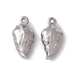 Non-Tarnish 304 Stainless Steel Pendants, Leaf Charms, Stainless Steel Color, 15.5x7.5x4mm, Hole: 1mm(STAS-G291-16P)