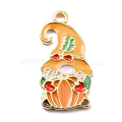 Thanksgiving Day Alloy Enamel Pendants, Light Gold, Gnome, 22.5x11.5x1.5mm, Hole: 1.8mm(X-ENAM-D060-02I-KCG)