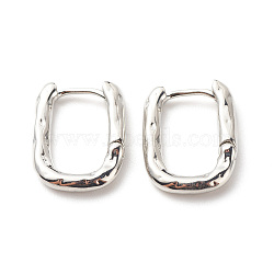 Brass Oval Hoop Earrings for Women, Cadmium Free & Lead Free, Platinum, 15.5x12x2.3mm, Pin: 0.9mm(EJEW-G306-02P)