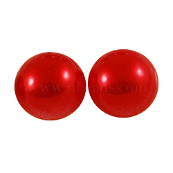 ABS Plastic Imitation Pearl Cabochons, Half Round, Red, 10x5mm(SACR-S738-10mm-Z1)