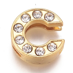 Alloy Slide Charms, with Crystal Rhinestone, Letter, Letter.C, C: 12x11.5x4.2mm, Hole: 2x8mm(PALLOY-WH0070-30C)