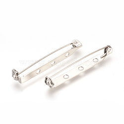 304 Stainless Steel Pin Brooch Back Bar Findings, Stainless Steel Color, 38x5x6mm, Hole: 2mm(STAS-Q184-04)