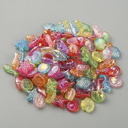 Transparent Acrylic Beads, AB Color, Mixed Shape, Mixed Color, 9.5~14.5x5.5~12x3.5~4.5mm, Hole: 1.2mm, 500pcs/bag(KY-CJC0009-05)
