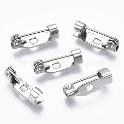 Non-Tarnish 304 Stainless Steel Pin Brooch Back Bar Findings, Stainless Steel Color, 14x4x4.5mm, Hole: 1.5x1.5mm, Pin: 0.6mm(STAS-S079-199)