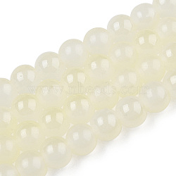 Baking Painted Imitation Jade Glass Round Bead Strands, Two Tone, Beige, 6~6.5mm, Hole: 1mm, about 138~141pcs/strand, 30.71~31.10 inch(78~79cm)(DGLA-N003-6mm-02)