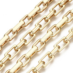Alloy Cross Chains, with Spool, Long-lasting Plated, Cadmium Free & Nickel Free & Lead Free, Unwelded, Golden, Rectangle Link: 15.2x8.5x4mm, Oval Link: 15.5x9.2x3.5mm, about 32.8 Feet(10m)/roll(LCHA-S001-003-NR)