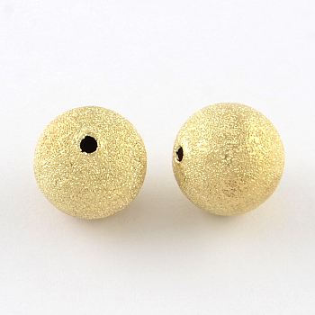Brass Textured Beads, Cadmium Free & Lead Free, Round, Golden, 6mm, Hole: 1mm