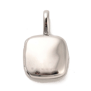 304 Stainless Steel Locket Pendants, Square, Square, 20.5x13.5x4.5mm, Hole: 3x1.8mm