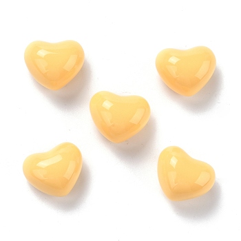 Opaque Resin Cabochons, Heart, Navajo White, 16.5x18.5x12.5mm