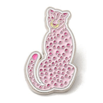 Pink Series Enamel Pins, Platinum Tone Alloy Brooches for Clothes Backpack Women, Leopard, 35.5x20.5x1.5mm
