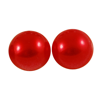 ABS Plastic Imitation Pearl Cabochons, Half Round, Red, 10x5mm