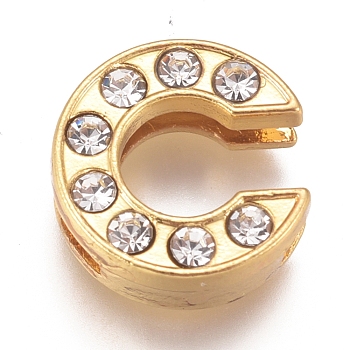Alloy Slide Charms, with Crystal Rhinestone, Letter, Letter.C, C: 12x11.5x4.2mm, Hole: 2x8mm