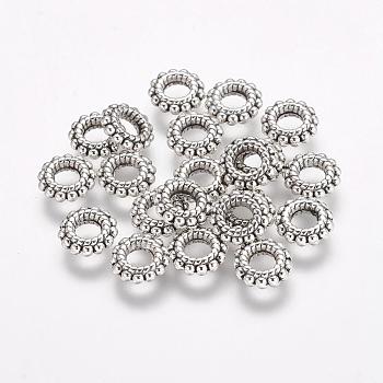 Tibetan Style Alloy Beads, Cadmium Free & Lead Free, Donut, Antique Silver, 8x2mm, Hole: 3mm