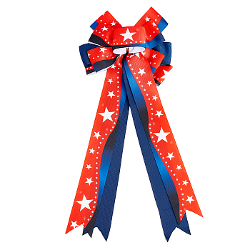 Polyester Bowknots, with Iron Twist Tie, Independence Day Decorations, Red, 360x150x24mm