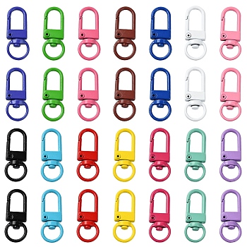 15 Colors Zinc Alloy Baking Paint Swivel Snap Hooks Clasps, Mixed Color, 33.5x13.5x5.5mm, Hole: 9mm, 1pc/color, 15pcs