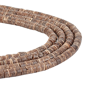 4 Strands Natural Coconut Column Bead Strands, Camel, 5.5x3~5.5mm, Hole: 1mm, about 148pcs/strand, 22.4 inch
