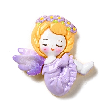 Opaque Resin Decoden Cabochons, Angel, Lilac, 52x50x10mm
