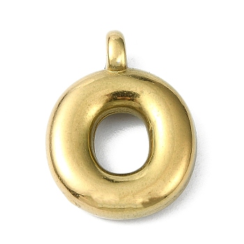 Ion Plating(IP) 304 Stainless Steel Pendants, Letter Charm, Real 18K Gold Plated, Letter O, 19x14.5x4mm, Hole: 1.6mm