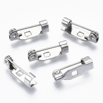 304 Stainless Steel Pin Brooch Back Bar Findings, Stainless Steel Color, 14x4x4.5mm, Hole: 1.5x1.5mm, Pin: 0.6mm