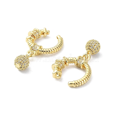 Rack Plating Brass Micro Pave Cubic Zirconia Cuff Earring(EJEW-C086-14G)-2
