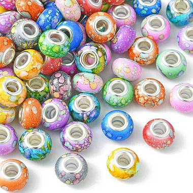 100pcs 10 perles européennes en résine opaque de couleurs(RPDL-CJ0001-07)-8