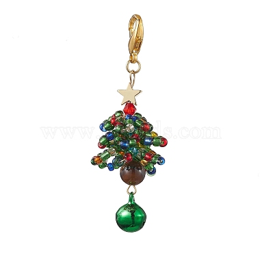 Perles de rocaille en verre pour arbre de noël et décorations pendantes en œil de tigre naturel(HJEW-MZ00075)-3