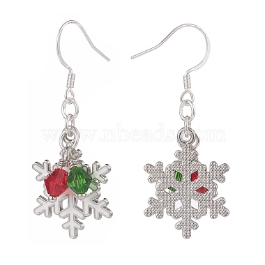 Christmas Snowflake Alloy Dangle Earrings with Glass Beads(EJEW-TA00077)-4
