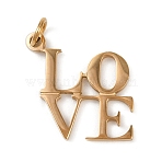304 Stainless Steel Pendants, with Jump Ring, Golden, Letter, 17.5x17x1.5mm, Hole: 3.4mm(STAS-K301-03A-G)