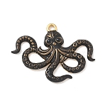 304 Stainless Steel Enamel Pendants, Octopus Charms, Ion Plating(IP), Real 18K Gold Plated, Coffee, 20.5x28x3mm, Hole: 1.6mm(STAS-Q119-19G-02)