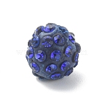 Rhinestone Pave Disco Ball Beads, Polymer Clay Rhinestone Beads, Round, Sapphire, 9.5~10mm, Hole: 1.8mm(RB-TAC0002-02A-02)