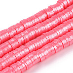 Handmade Polymer Clay Beads Strands, Pearlized, Disc/Flat Round, Heishi Beads, Pearl Pink, 6mm, Hole: 1.5mm, 15.75''(40cm)(CLAY-CJC0015-01C)