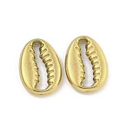 Ion Plating(IP) 304 Stainless Steel Charms, Cowrie Shell Shape Charm, Real 18K Gold Plated, 11.5x8x2mm, Hole: 2x9mm(STAS-I307-515G)